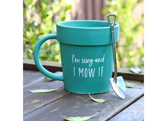 Sexy and I Mow It Pot Mug and Shovel Spoon STOCK DUE 30/11/21