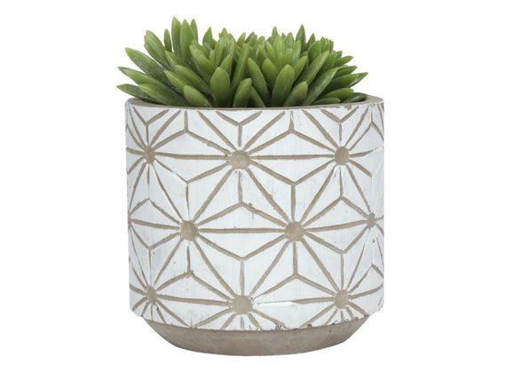 White Geometric Plant Pot 