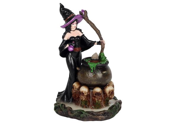 Witch with Cauldron Backflow Incense Burner