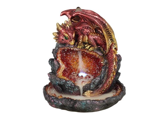 Red Dragon Backflow Incense Burner with Light STOCK DUE SOON