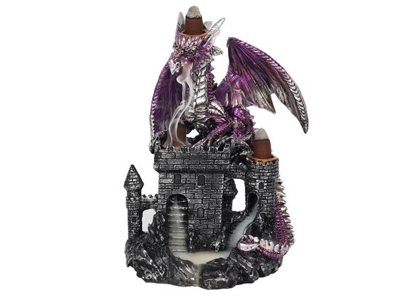 Purple Dragon on Castle Backflow Incense Burner