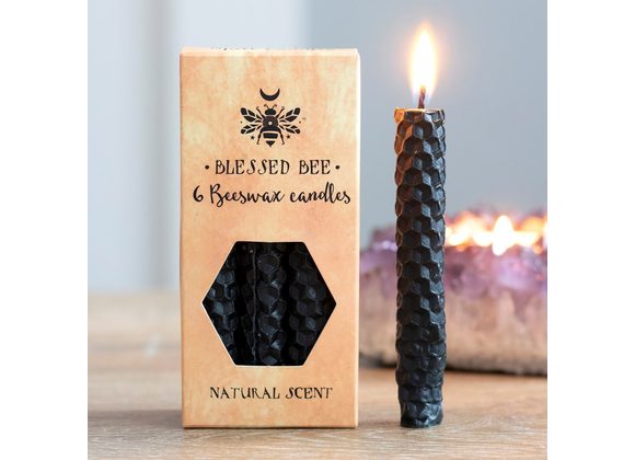 Pack of 6 Black Beeswax Spell Candles