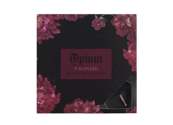 Pack of 9 Opium Scented Black Tealights