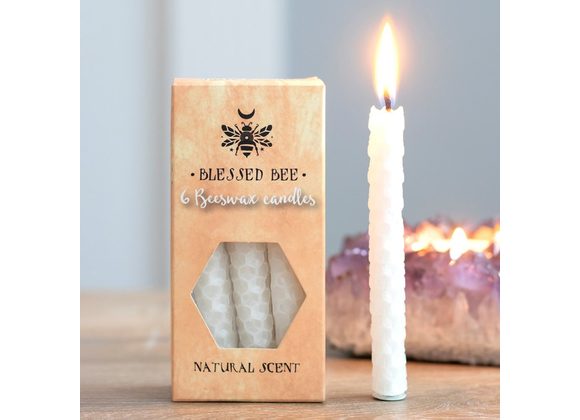 Pack of 6 White Beeswax Spell Candles