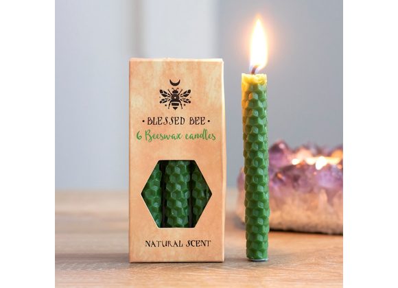 Pack of 6 Green Beeswax Spell Candles