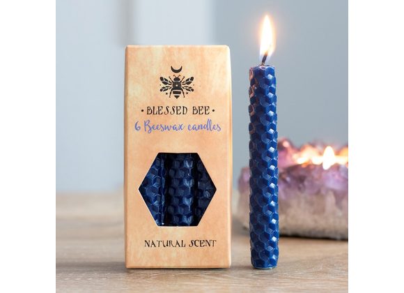 Pack of 6 Blue Beeswax Spell Candles