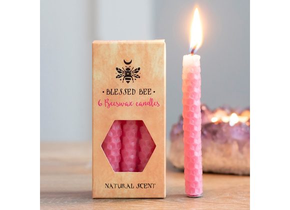 Pack of 6 Pink Beeswax Spell Candles