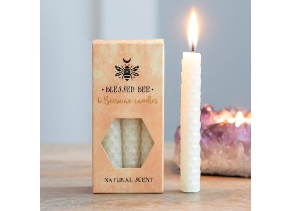 Pack of 6 Cream Beeswax Spell Candles