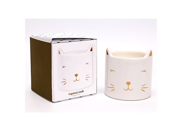 Linen Scented Cat Face Candle