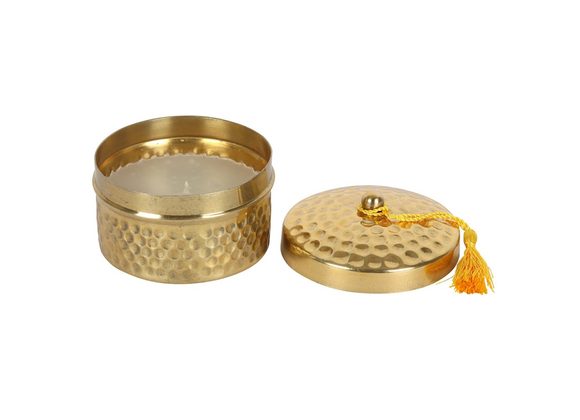 Gold Scented Candle Pot with Tassel Lid