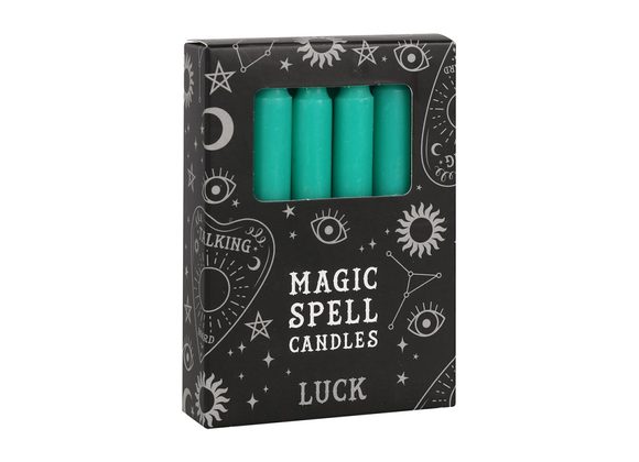 Pack of 12 Green 'Luck' Spell Candles