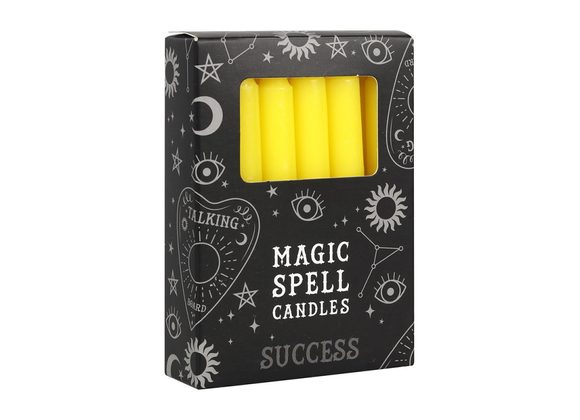 Pack of 12 Yellow 'Success' Spell Candles