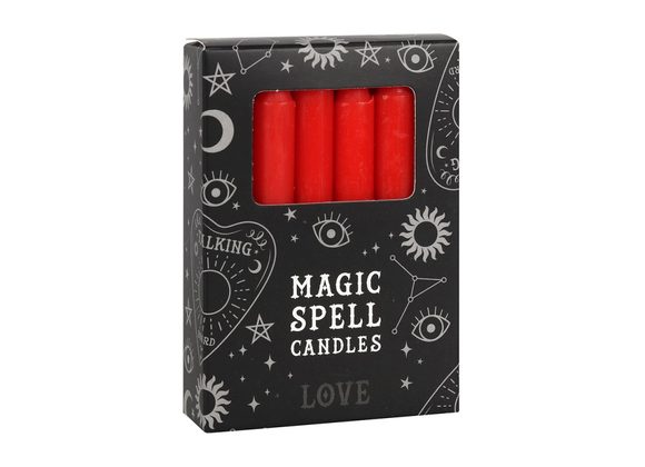 Pack of 12 Red 'Love' Spell Candles