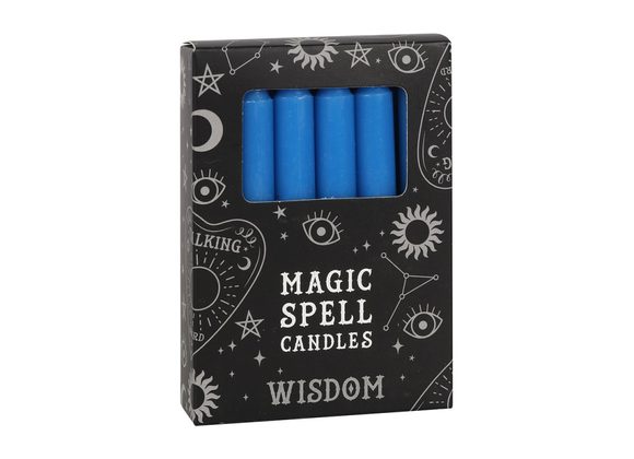 Pack of 12 Blue 'Wisdom' Spell Candles