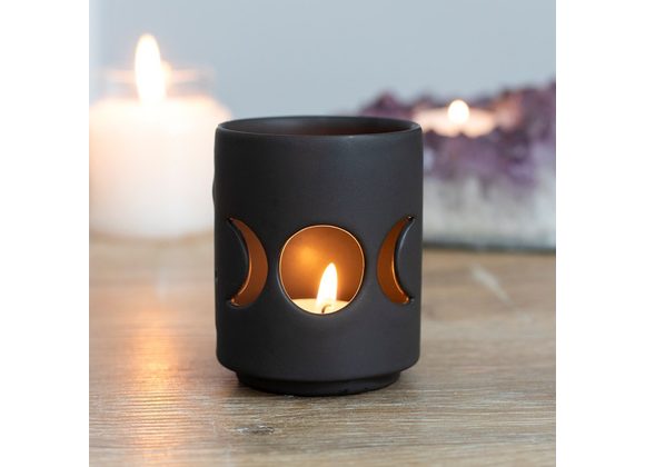 Small Black Triple Moon Cut Out Tealight Holder