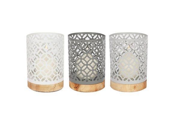 Quatrefoil Lantern with Wood Base