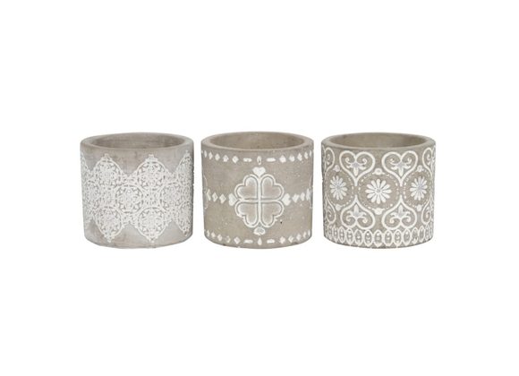 Grey Pattern Candle Holder 