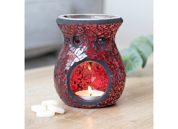 Small Red Crackle Glass Oil Burner