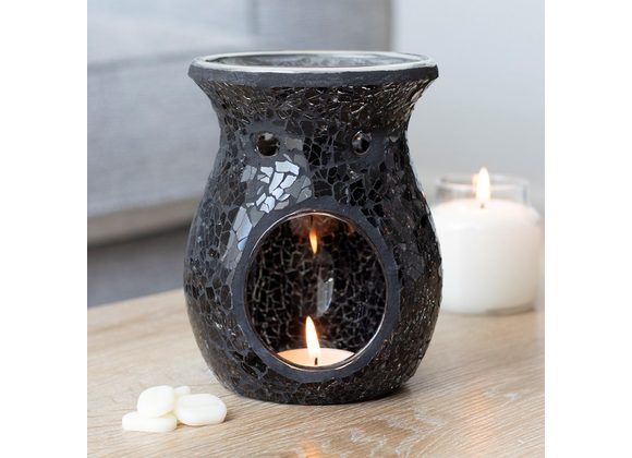 Large Black Crackle Oil Burner