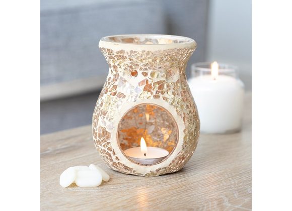 Small Gold Crackle Glass Oil Burner