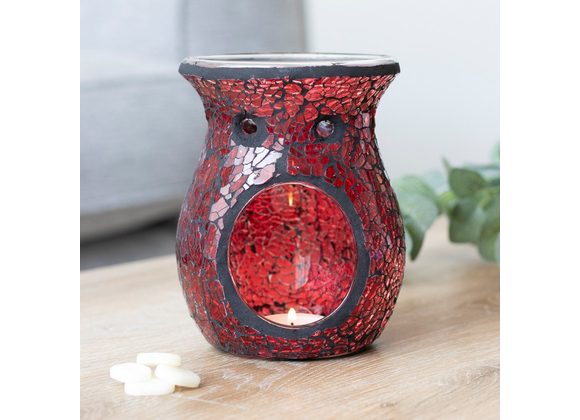 Large Red Crackle Glass Oil Burner