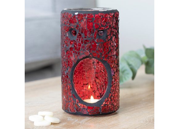 Red Pillar Crackle Glass Oil Burner