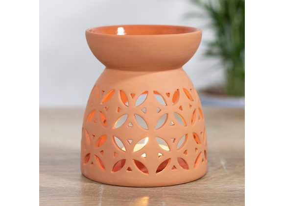 Geometric Cut Out Terracotta Effect Oil Burner