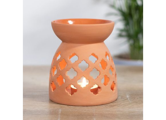 Quatrefoil Cut Out Terracotta Effect Oil Burner