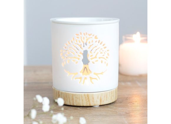 White Tree of Life Cut Out Oil Burner