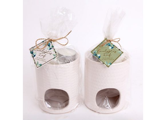 Woven Effect Eucalyptus Wax Warmer Set STOCK DUE 14/2/22