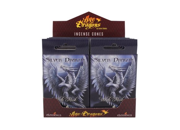 Pack of 12 Silver Dragon Incense Cones by Anne Stokes STOCK DUE SOON