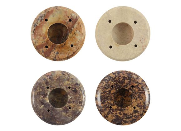 Set of 4 Round Soapstone Incense Holders