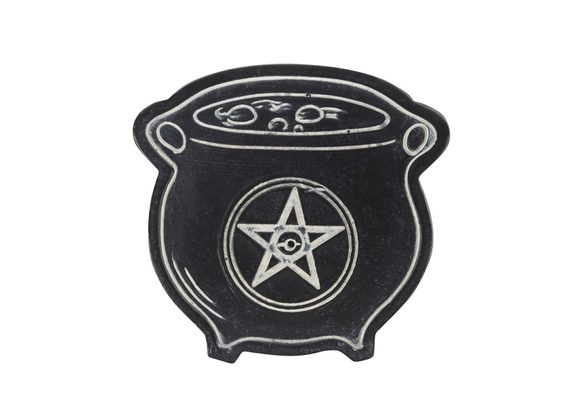 Resin Cauldron with Pentagram Incense Holder