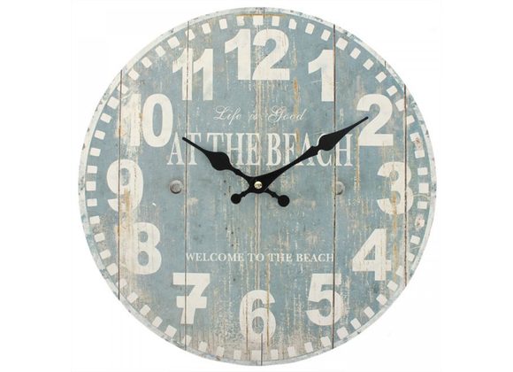 Distressed Look Blue Beach Wall Clock