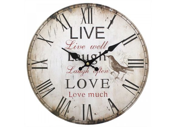 Rustic Effect Live Well, Laugh Often, Love Much Wall Clock