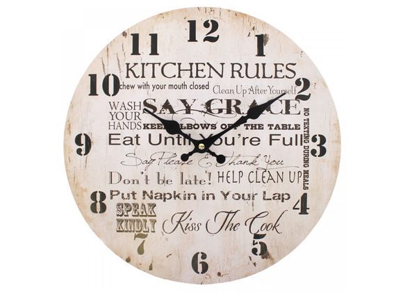 Distressed Look Kitchen Rules Wall Clock