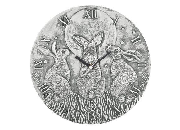 Silver Effect Terracotta Moon Shadows Clock by Lisa Parker