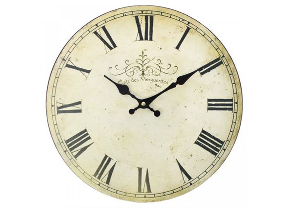 Vintage Style Café Des Marguerites Wall Clock