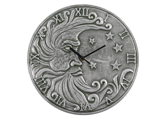 Silver Effect Terracotta Moon Clock