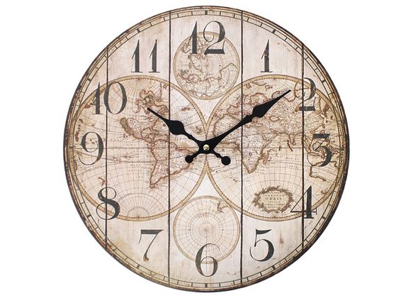 Shabby Chic Vintage Map Wall Clock