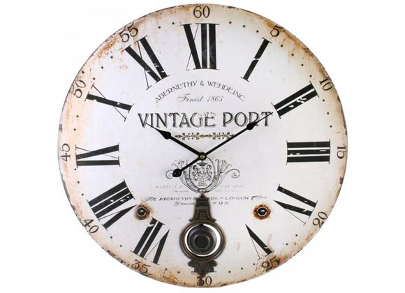 Large Vintage Port Wall Clock with Pendulum RRP £29.99