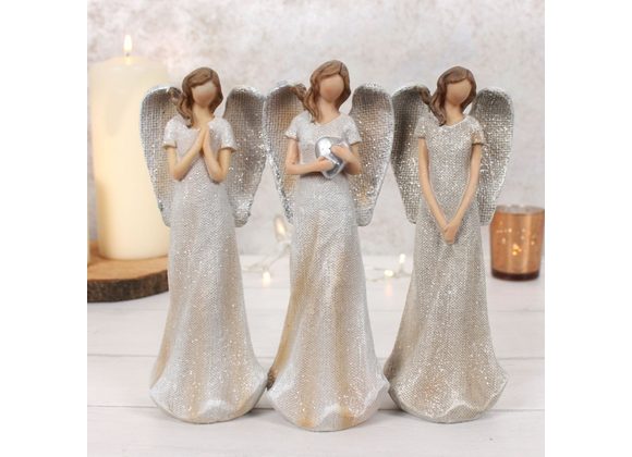 Trio of Small Glitter Angels STOCK DUE 28/2/22