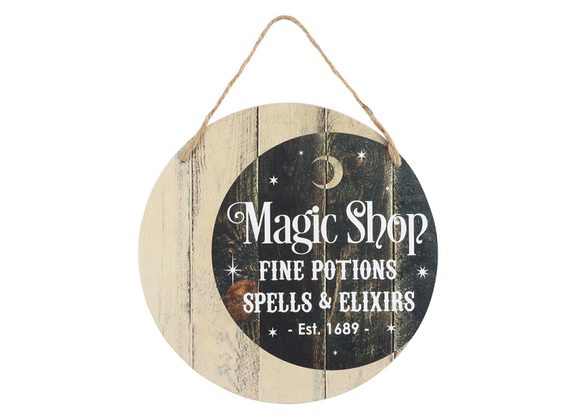 Magic Shop Round Hanging MDF Sign