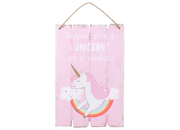 Happier Than a Unicorn Hanging Sign