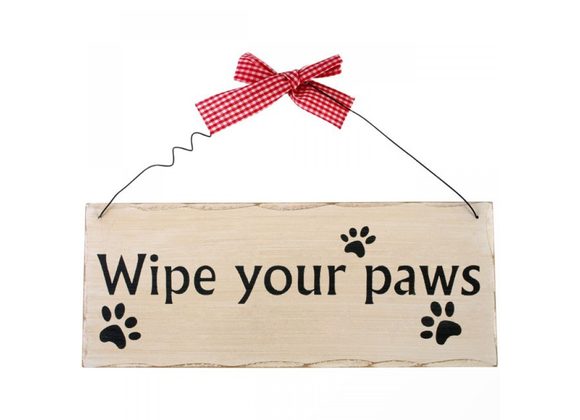 Wipe Your Paws Hanging Sign