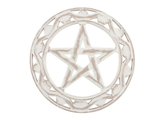 White Wooden Pentagram Wall Art