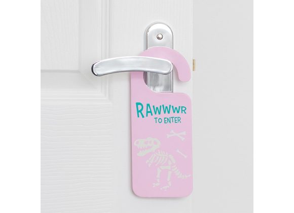 Pink Glow in the Dinosaur Door Hanger