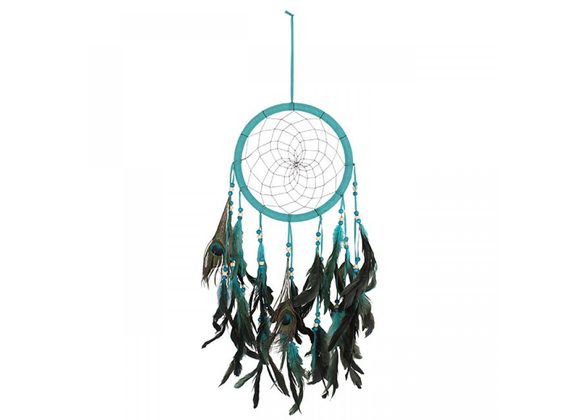 Turquoise Peacock Feather Dreamcatcher