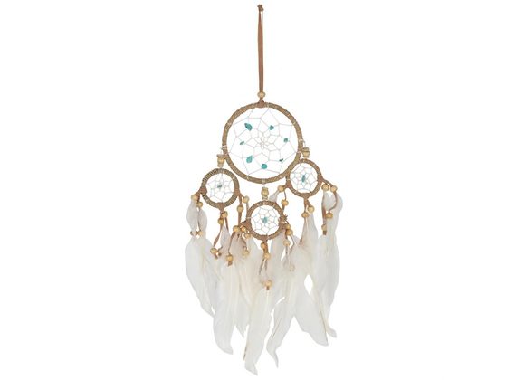 Small Natural Dreamcatcher with Turquoise Beads