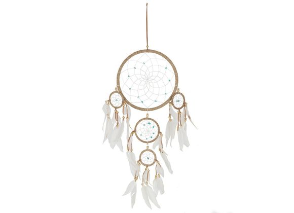 Large Natural Dreamcatcher with Turquoise Beads